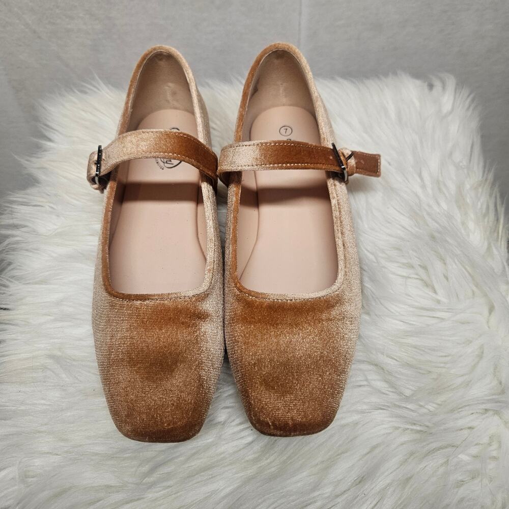 Trary Mary Jane Shoes Woven Flats for Women Ballet Squared Toe Brown Taupe